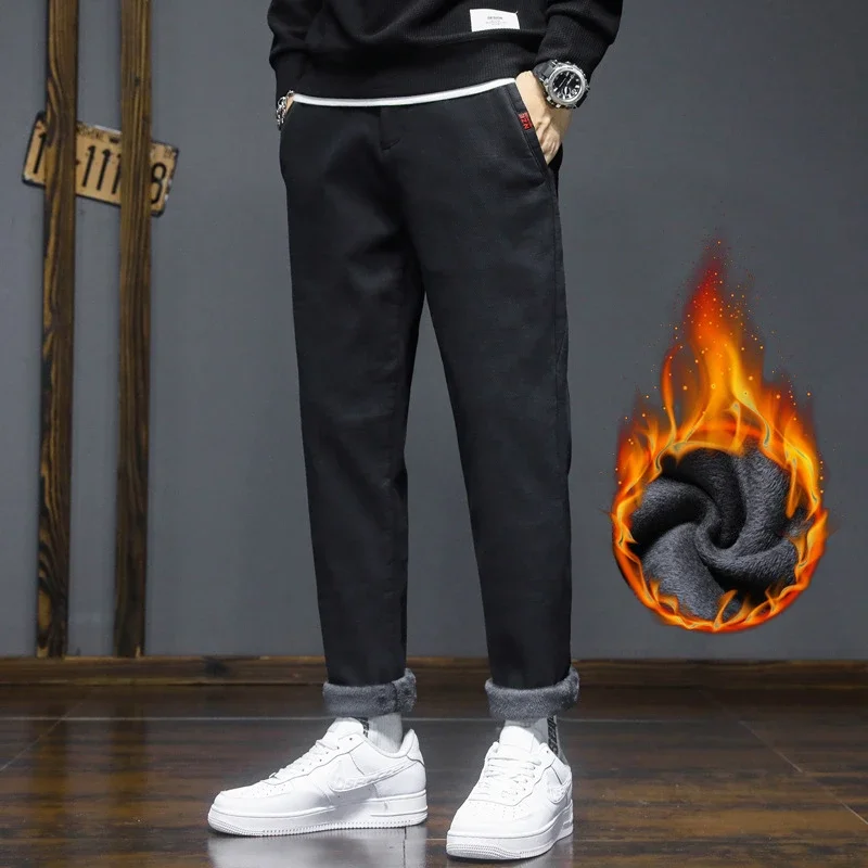 Men's Winter Warm Slim Straight Pants