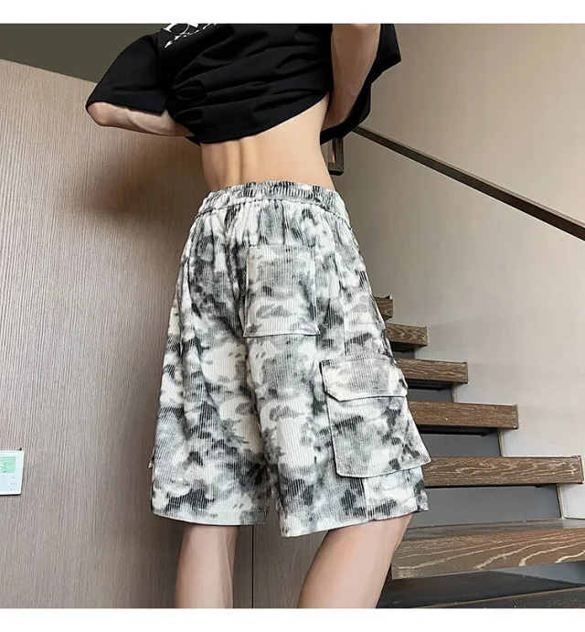 Men's Camo Tie-Dye Breathable Cargo Shorts Detail