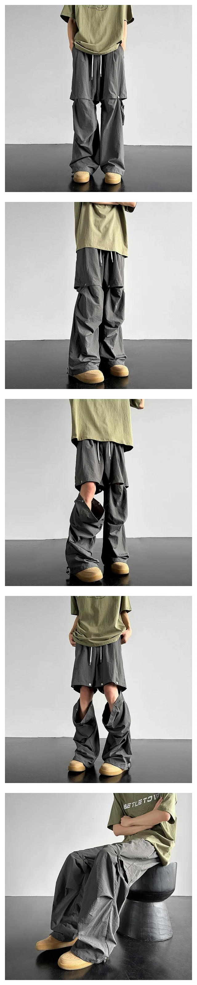 Unisex Detachable Parachute Shorts Detail