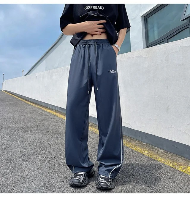 Men's Summer Laser-Punched Loose Ice Silk Trousers Detail