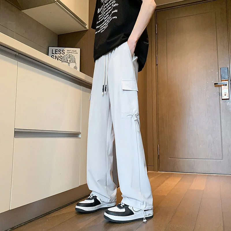 Maroon Quick - Dry Ice Silk Men's Summer Cargo Pants