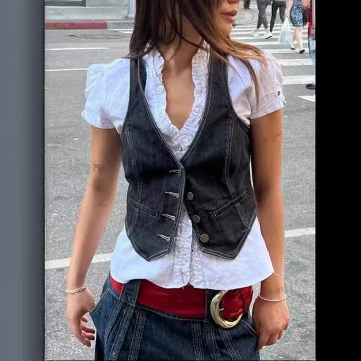 Fashion Slim Denim Vest for Women