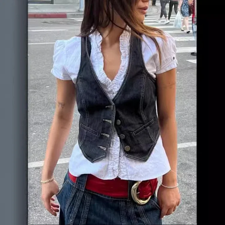 Fashion Slim Denim Vest for Women