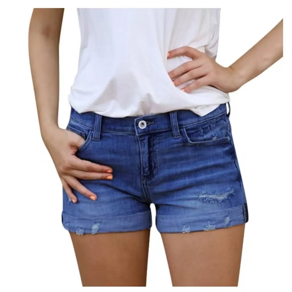 AliExpress Bestseller: Elastic Slim Fit Ripped Fringe Denim Shorts for Women