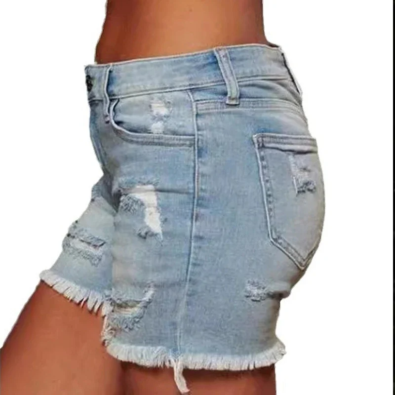 Plus Size Distressed Denim Shorts for Women