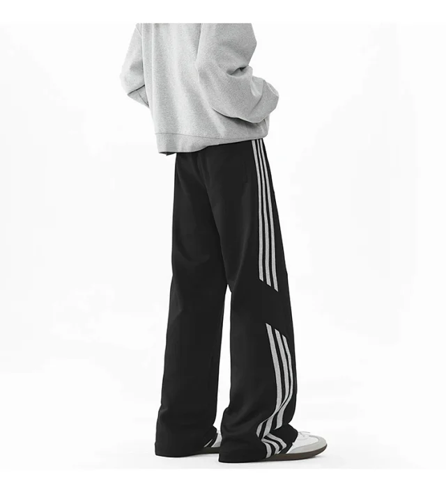 2025 Spring New US High Street Striped Patchwork Sweatpants for Men (Large Size, Wide-Leg, Loose & Casual Sportswear) Detail