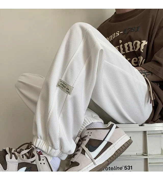 Men's Spring Autumn Waffle Casual Pants Detail