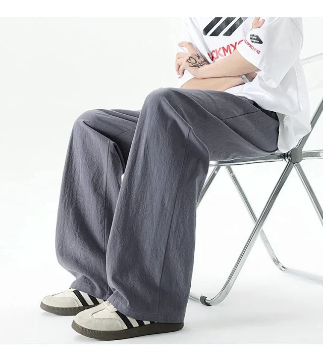 Men's Summer Linen-Cotton Loose Trousers (2m) Detail