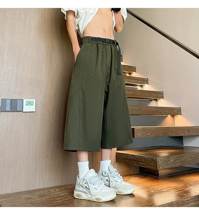 Men's Summer Mesh Pants with Belt Detail