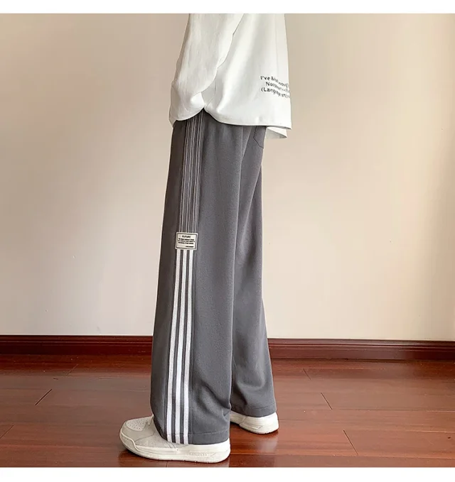 Japanese Oversize Men's Spring Retro Stripe Pants Detail