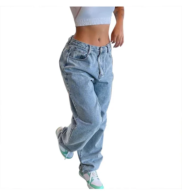 Casual Retro Loose Denim Pants for Women Detail