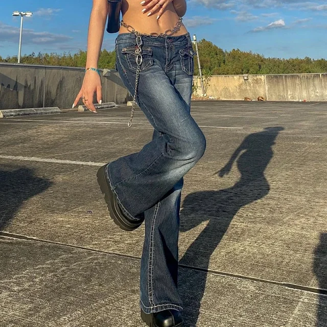 Fashion High-waist Bell-bottom Jeans for Women Detail