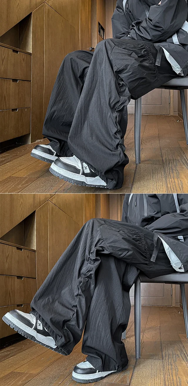 Unisex Parachute Cargo Pants Detail