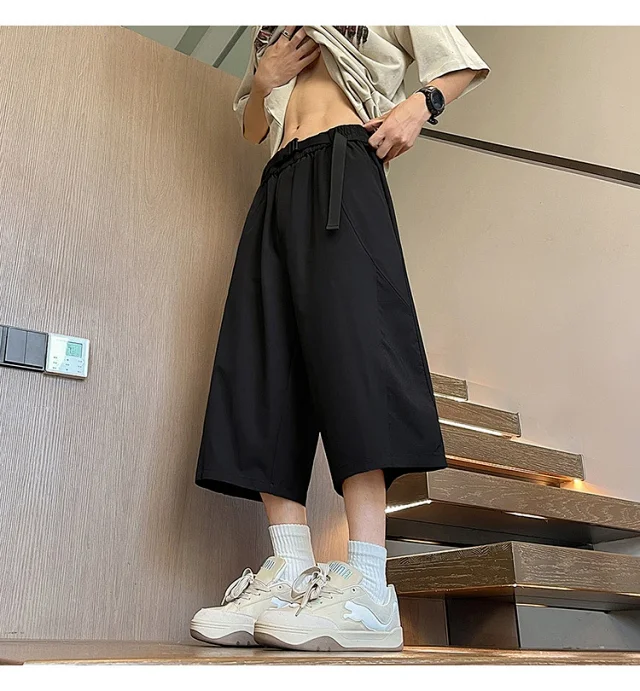 Men's Summer Mesh Pants with Belt Detail