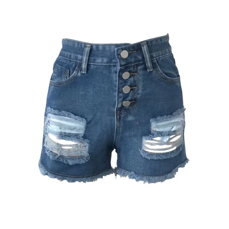 YI3055# Ripped Tassel Denim Shorts