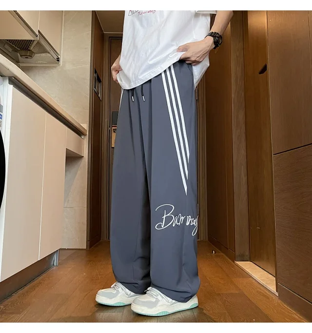 Men's Summer Ice Silk Baggy Straight Leg Trousers Detail