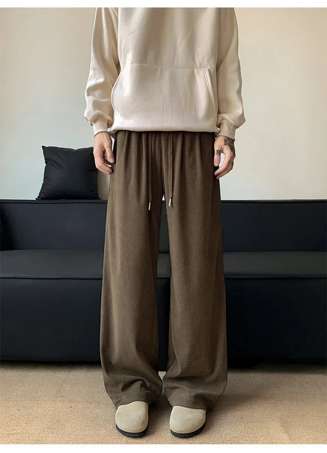 Khaki Wide-Leg Sport Pants Detail