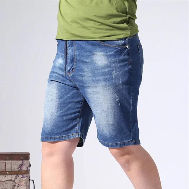 Men's Summer Elastic Waist Denim Shorts (Plus Size) Detail