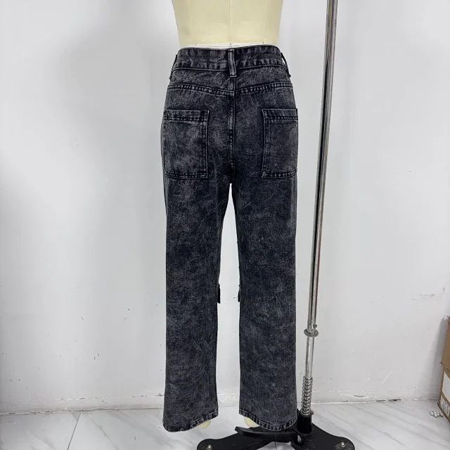 Retro Wide-Leg Denim Jeans Detail