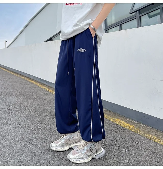 Men's Summer Laser-Punched Loose Ice Silk Trousers Detail