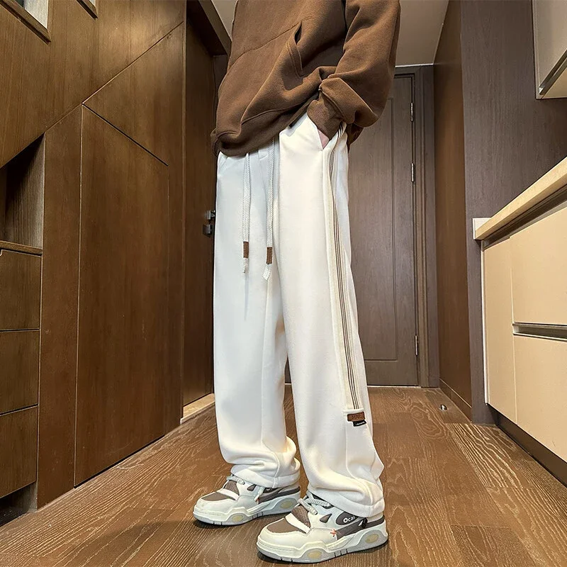 Men's 2025 Winter Fleece Wide Leg Straight Sweatpants