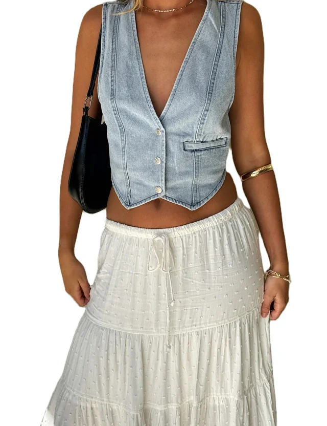 TUME Denim Vest for Women Detail