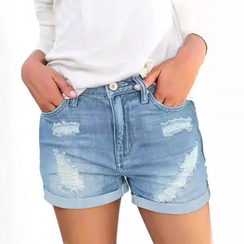 Plus-Size Retro Y2K Denim Shorts