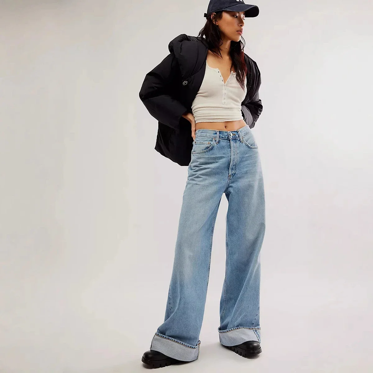 Retro High-waist Straight Jeans