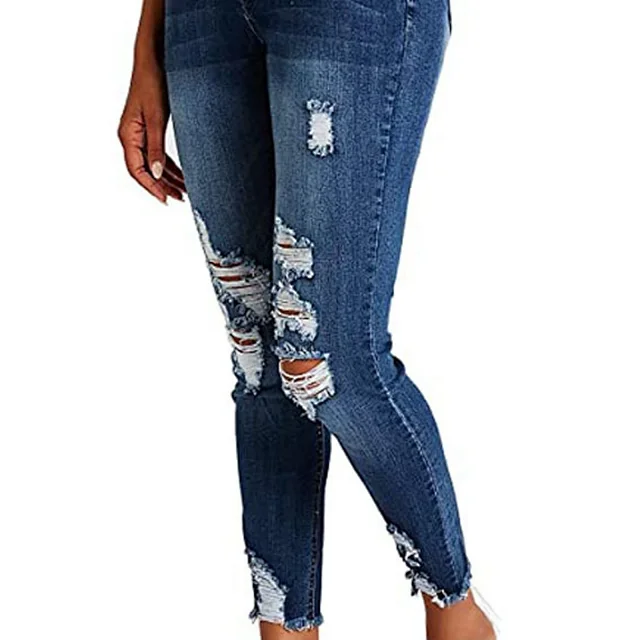 High-Waist Stretch Ripped Jeans for Women Detail