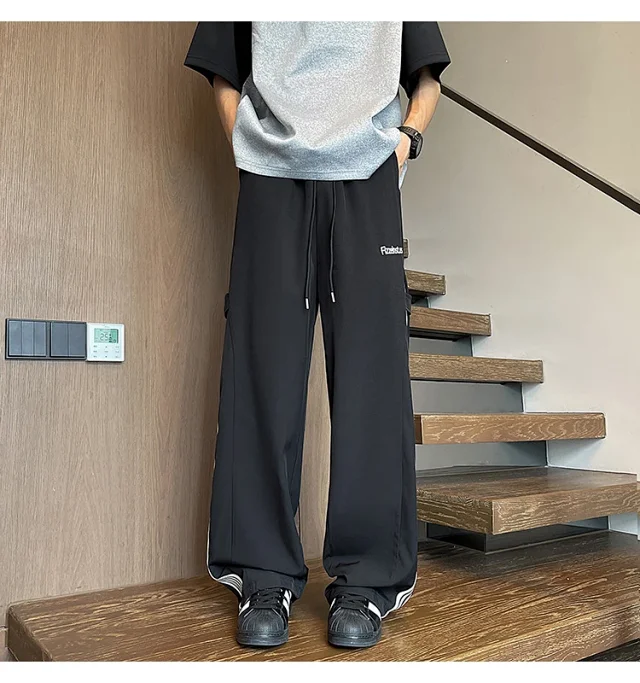 Men's 2025 Summer Ice Silk Wide - Leg Pants Detail