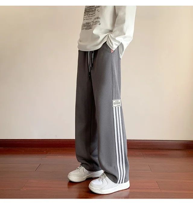 Japanese Oversize Men's Spring Retro Stripe Pants Detail