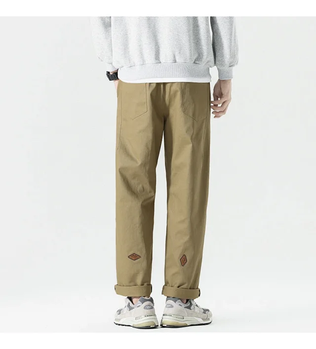 Autumn Men's Retro Japanese Straight Cargo Pants Detail
