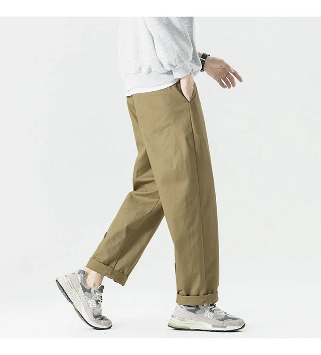 Autumn Men's Retro Japanese Straight Cargo Pants Detail