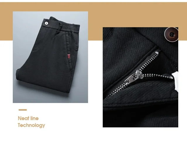 Men's Winter Warm Slim Straight Pants Detail