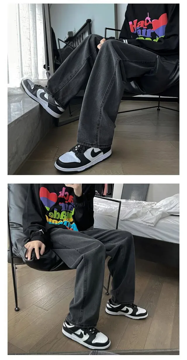 Retro Hong Kong Style Men's Loose Wide - leg Oversize Pants Detail