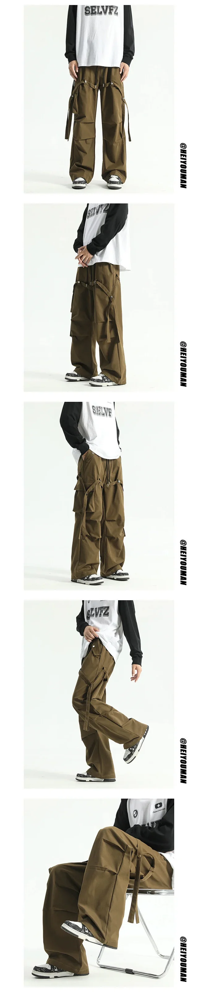 Men's Summer Oversize Straight Cargo Pants Detail