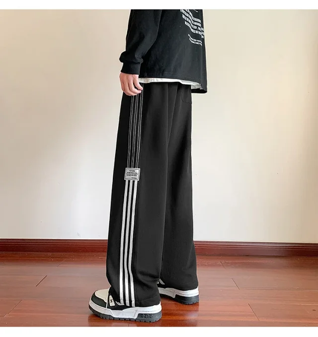 Japanese Oversize Men's Spring Retro Stripe Pants Detail