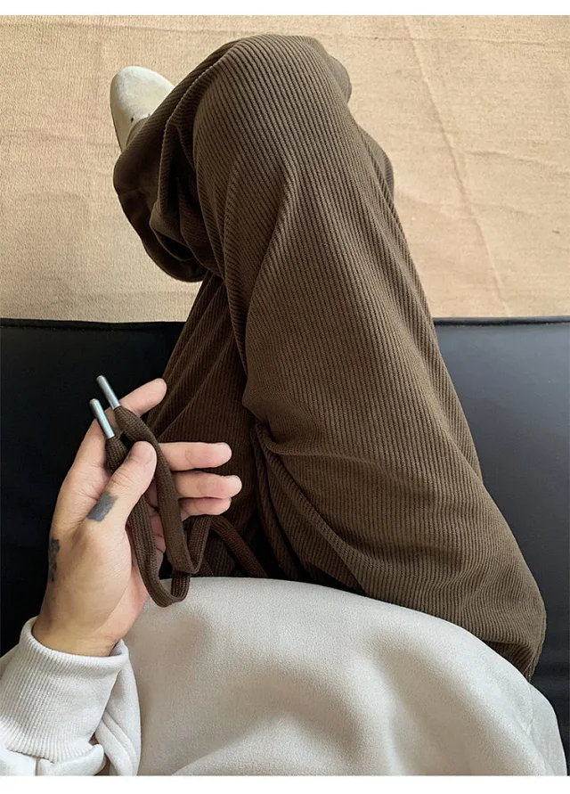Khaki Wide-Leg Sport Pants Detail