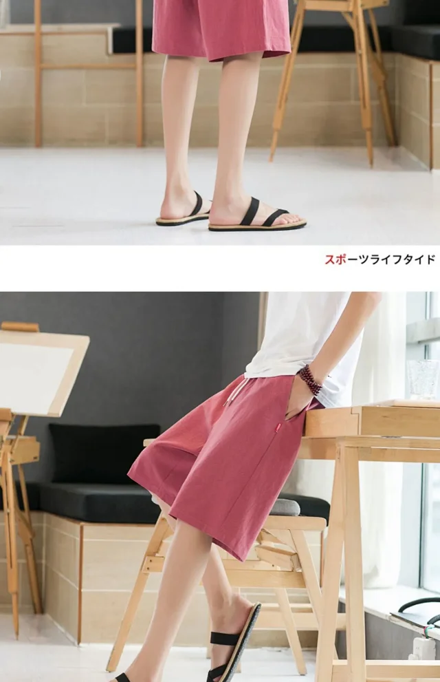 Men's Cotton Shorts Summer Loose Straight Detail