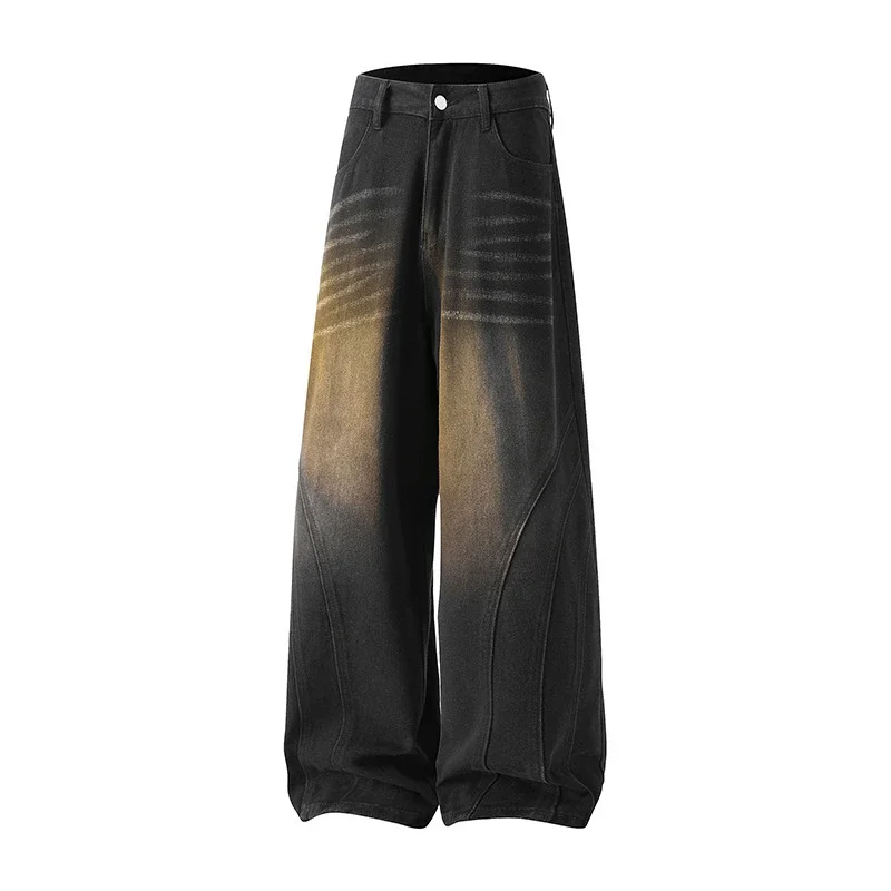 American-washed Stylish Curved Jeans for Men