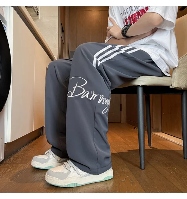 Men's Summer Ice Silk Baggy Straight Leg Trousers Detail