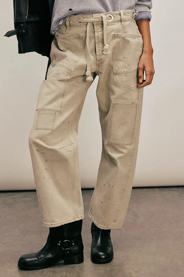 8 - Color Retro Denim with Patchwork & Drawstring Detail
