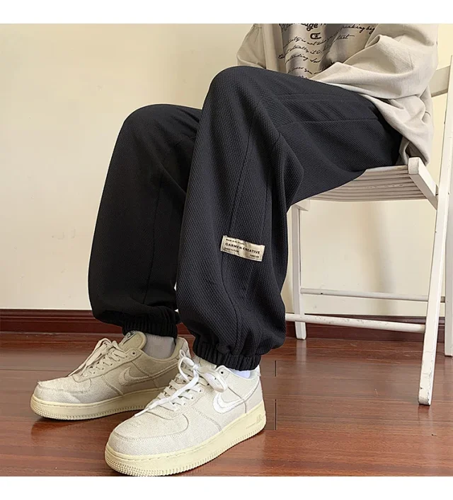 Men's Spring Autumn Waffle Casual Pants Detail