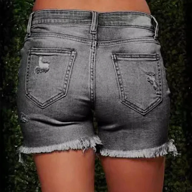 Plus Size Distressed Denim Shorts for Women Detail