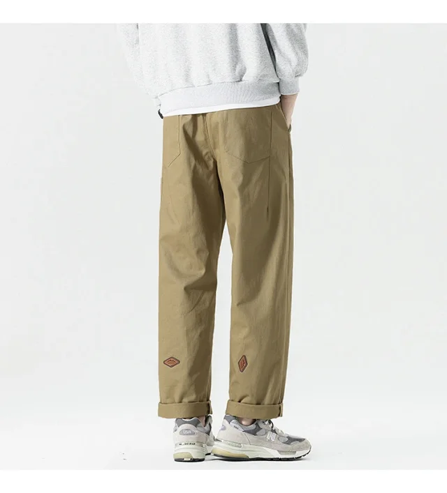 Autumn Men's Retro Japanese Straight Cargo Pants Detail