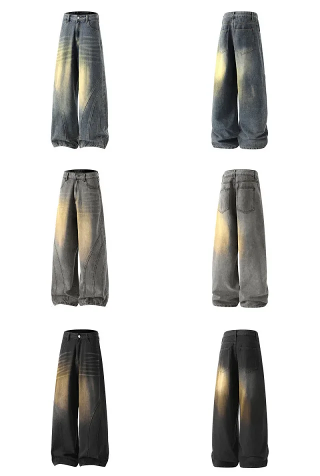 American-washed Stylish Curved Jeans for Men Detail