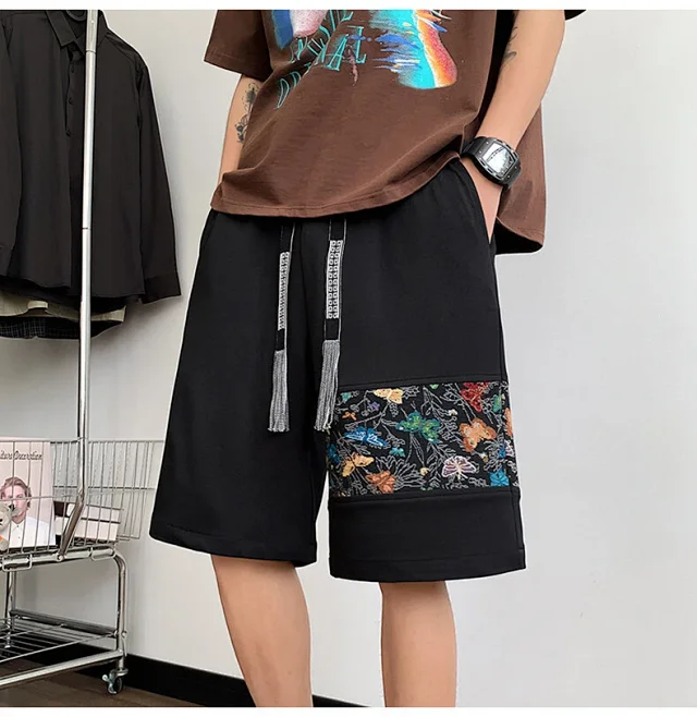 Chinese-style Embroidered Men's Sport Shorts Detail