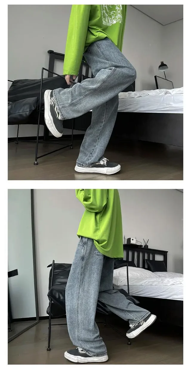 Retro Hong Kong Style Men's Loose Wide - leg Oversize Pants Detail