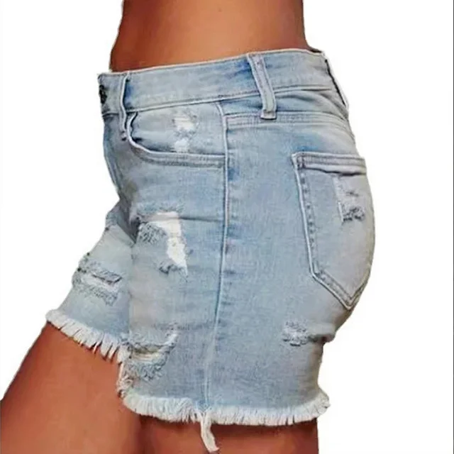 Plus Size Distressed Denim Shorts for Women Detail