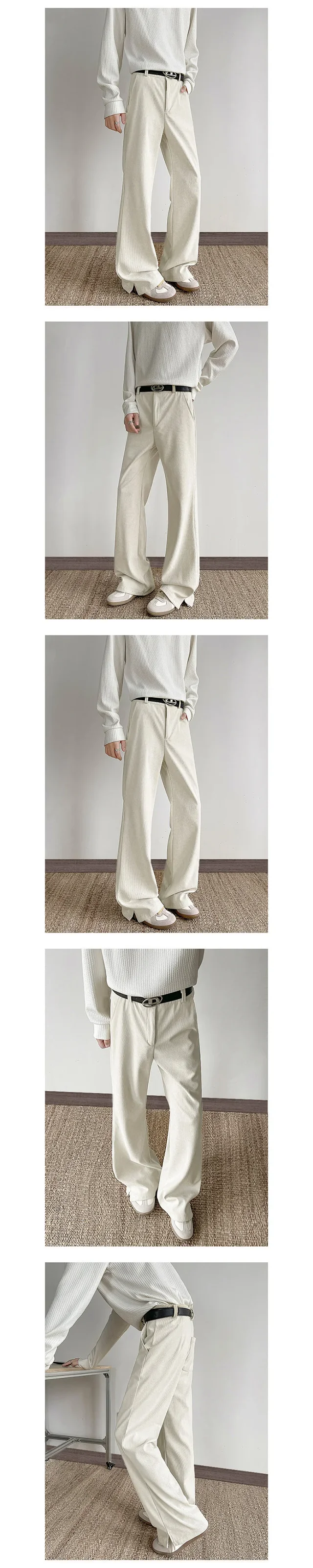 Cleanfit Old Money Style Men's Slit Design Flared Pants Detail